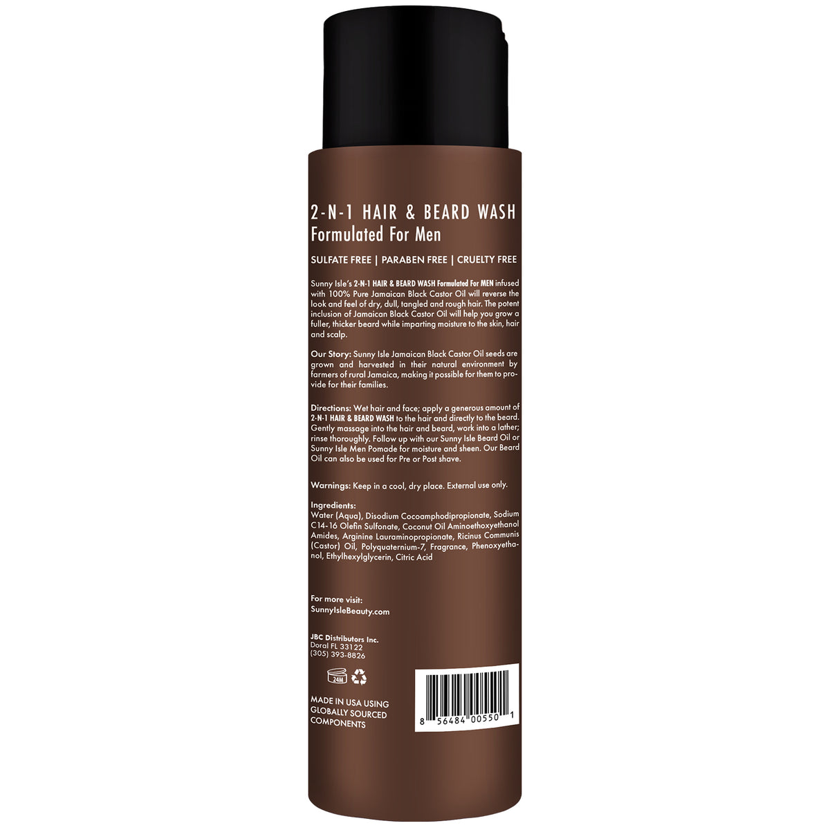 Sunny Isle Jamaican Black Castor Oil 2-N-1 Hair & Beard Wash 12oz
