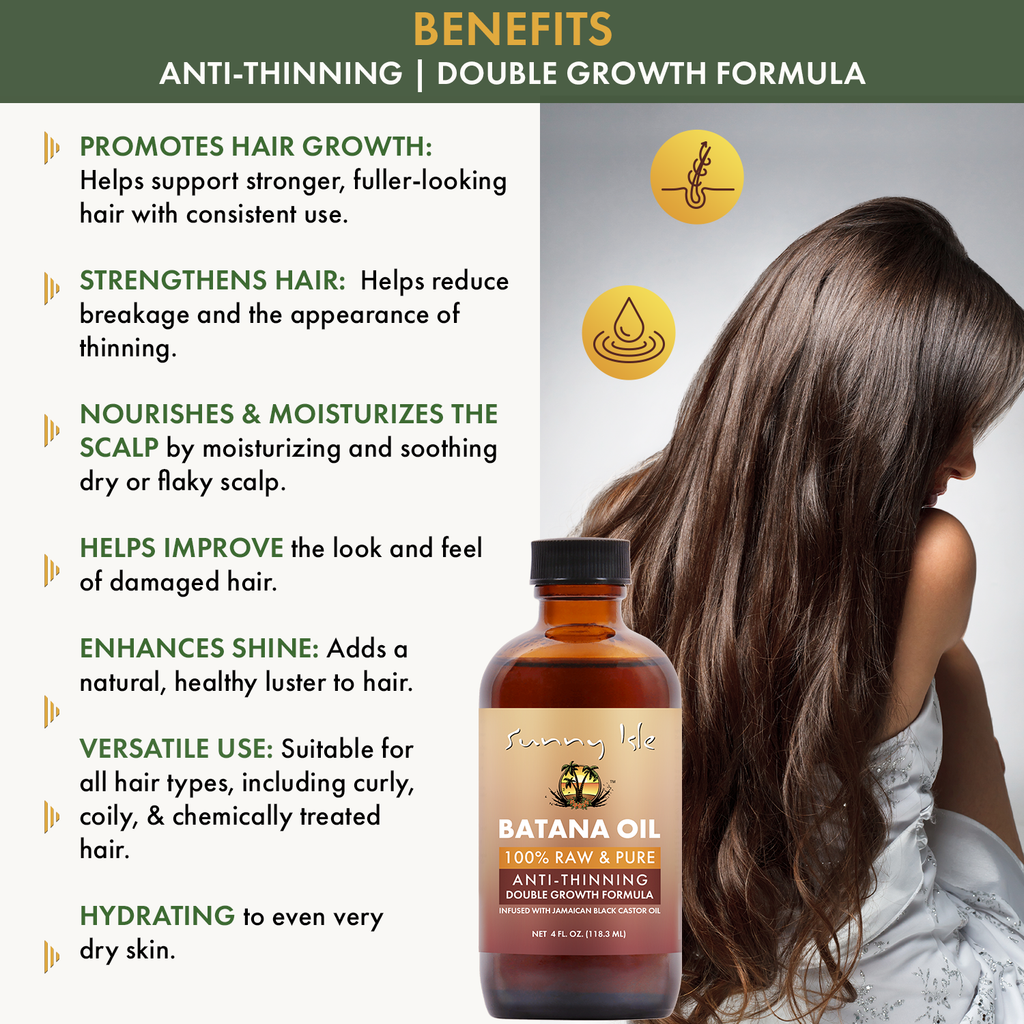 Sunny Isle Anti-Thinning Batana Oil Infused with Jamaican Black Castor Oil 4oz