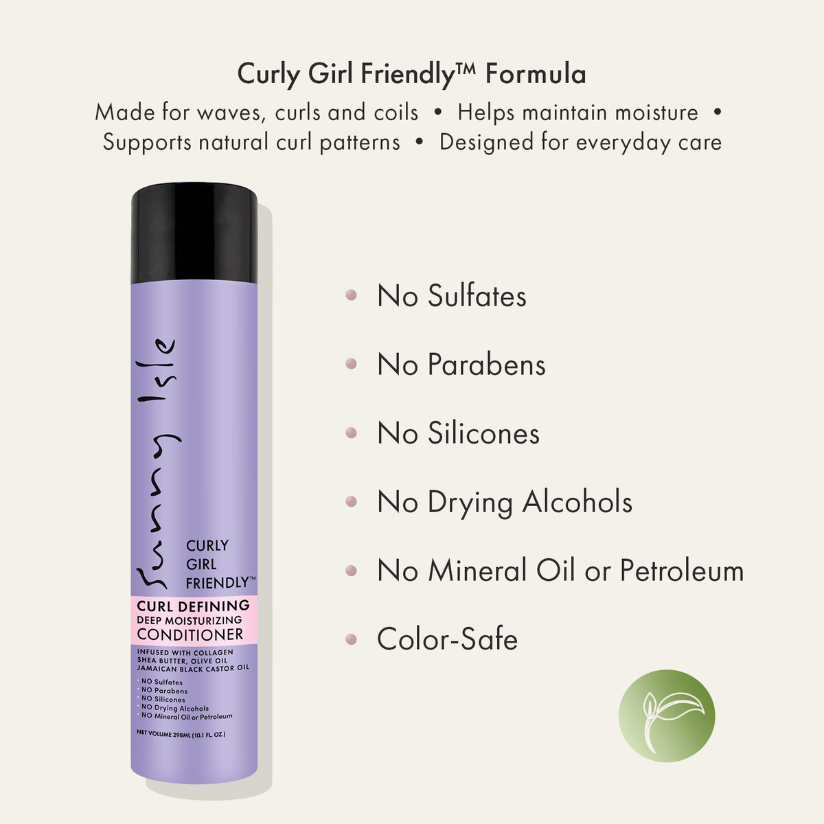 Sunny Isle Curly Girl Friendly Curl Defining Deep Moisturizing Conditioner 10.1oz