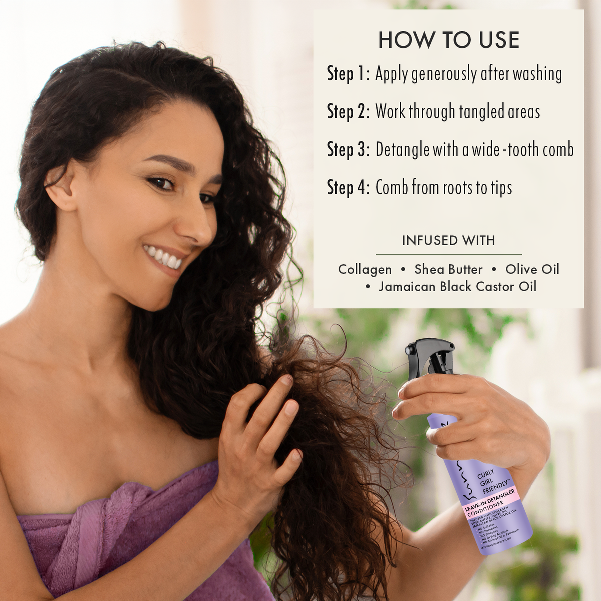 Sunny Isle Curly Girl Friendly Leave-In Detangler Conditioner 8oz