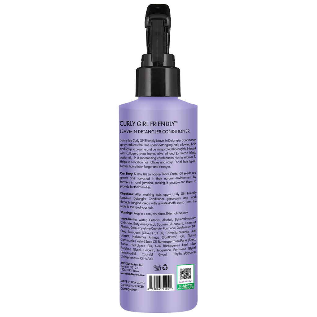Sunny Isle Curly Girl Friendly Leave-In Detangler Conditioner 8oz