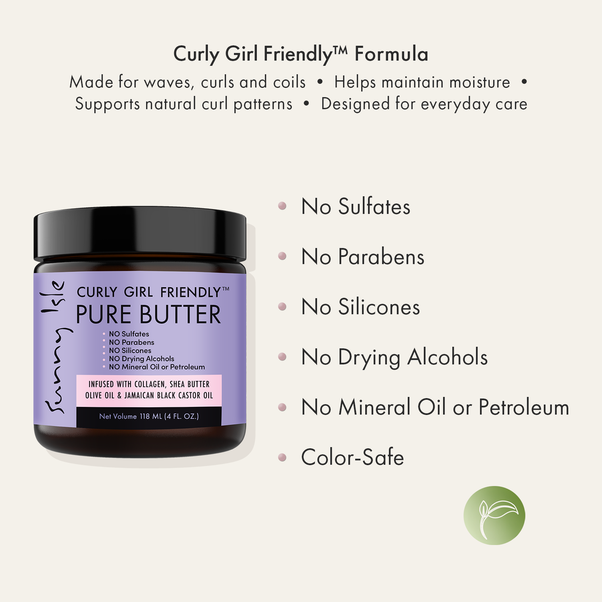 Sunny Isle Curly Girl Friendly Pure Butter 4oz