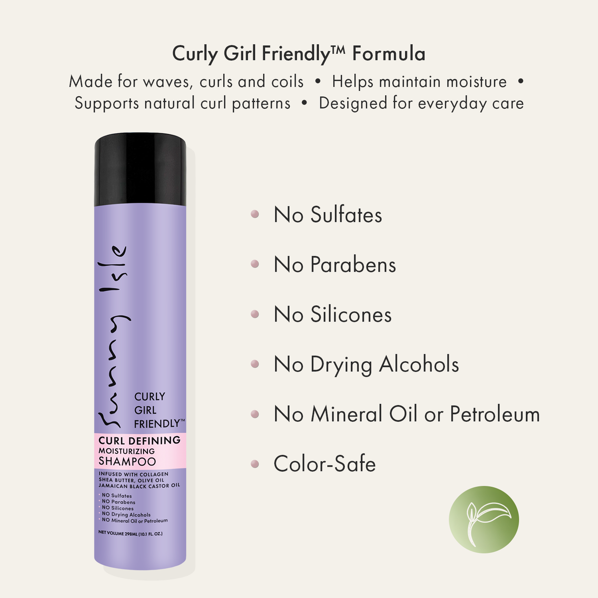 Sunny Isle Curly Girl Friendly Curl Defining Moisturizing Shampoo 10.1oz