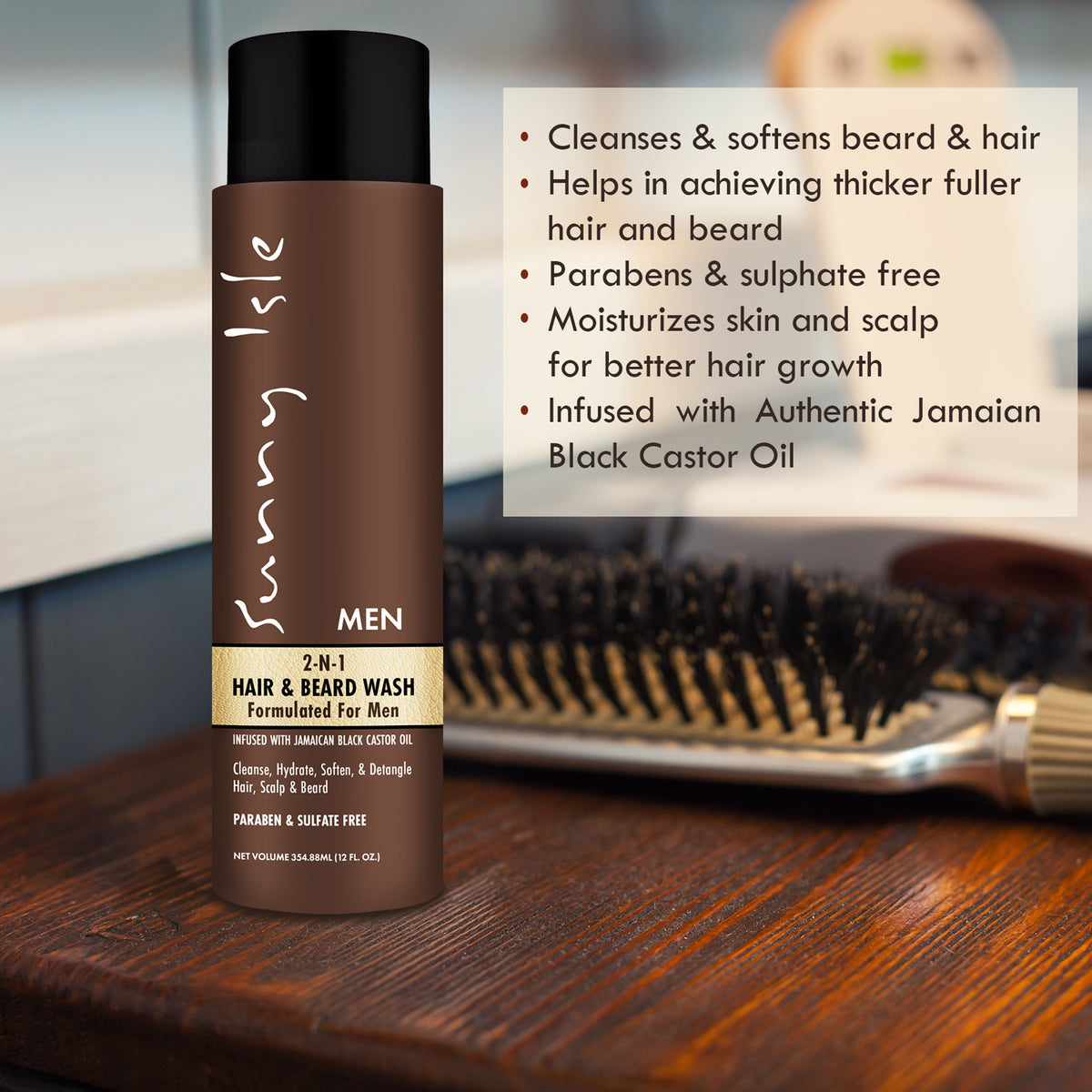 Sunny Isle Jamaican Black Castor Oil 2-N-1 Hair & Beard Wash 12oz