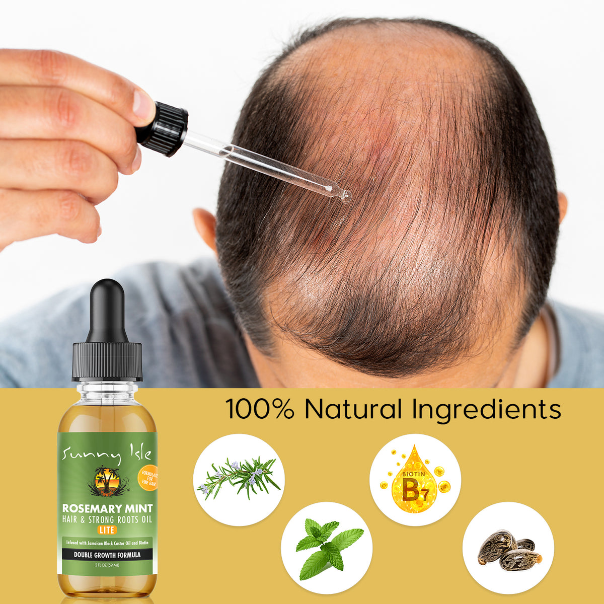 Sunny Isle Rosemary Mint Hair & Strong Roots Oil LITE 2oz
