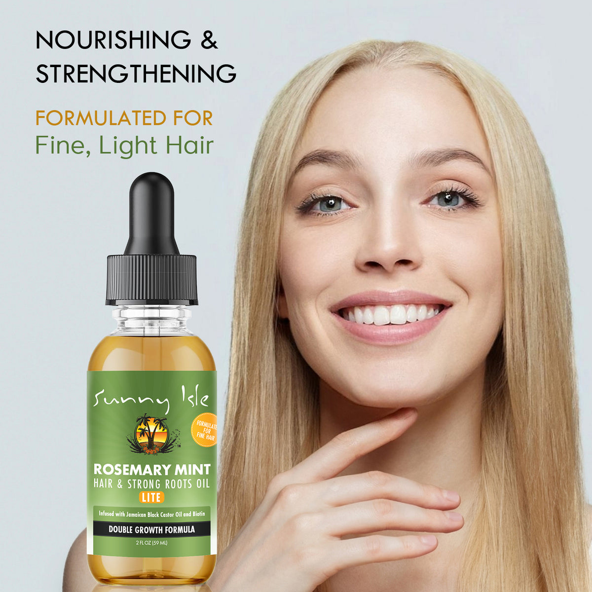Sunny Isle Rosemary Mint Hair & Strong Roots Oil LITE 2oz