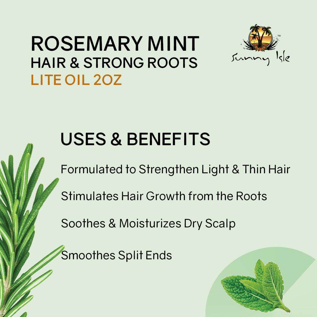Sunny Isle Rosemary Mint Hair & Strong Roots Oil LITE 2oz