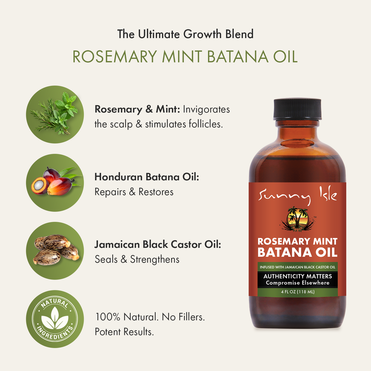 Sunny Isle Rosemary Mint & Batana Oil 4oz